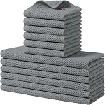 smiry Cotton Kitchen Dish Towels Set– 4 Pack 12x12 Inch & 4 Pack 13x28 Inch Kitchen Towels, 8 Pieces in Total, Ultra Soft Absorbent Quick Drying Dish Cloths Tea Towels, Black
