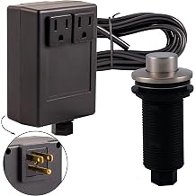 Westbrass RASB-2RB3-07 Sink Top Waste Disposal Air Switch and Dual Outlet Control Box, Raised Button, Satin Nickel