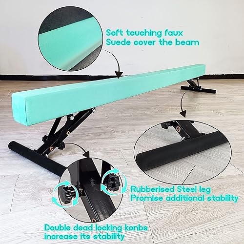 Miniatura 4 de Viga de equilibrio ajustable para niños, haz de gimnasia de 8 pies, haz de piso alto e inferior para centro de gimnasia, equipo de gimnasia para