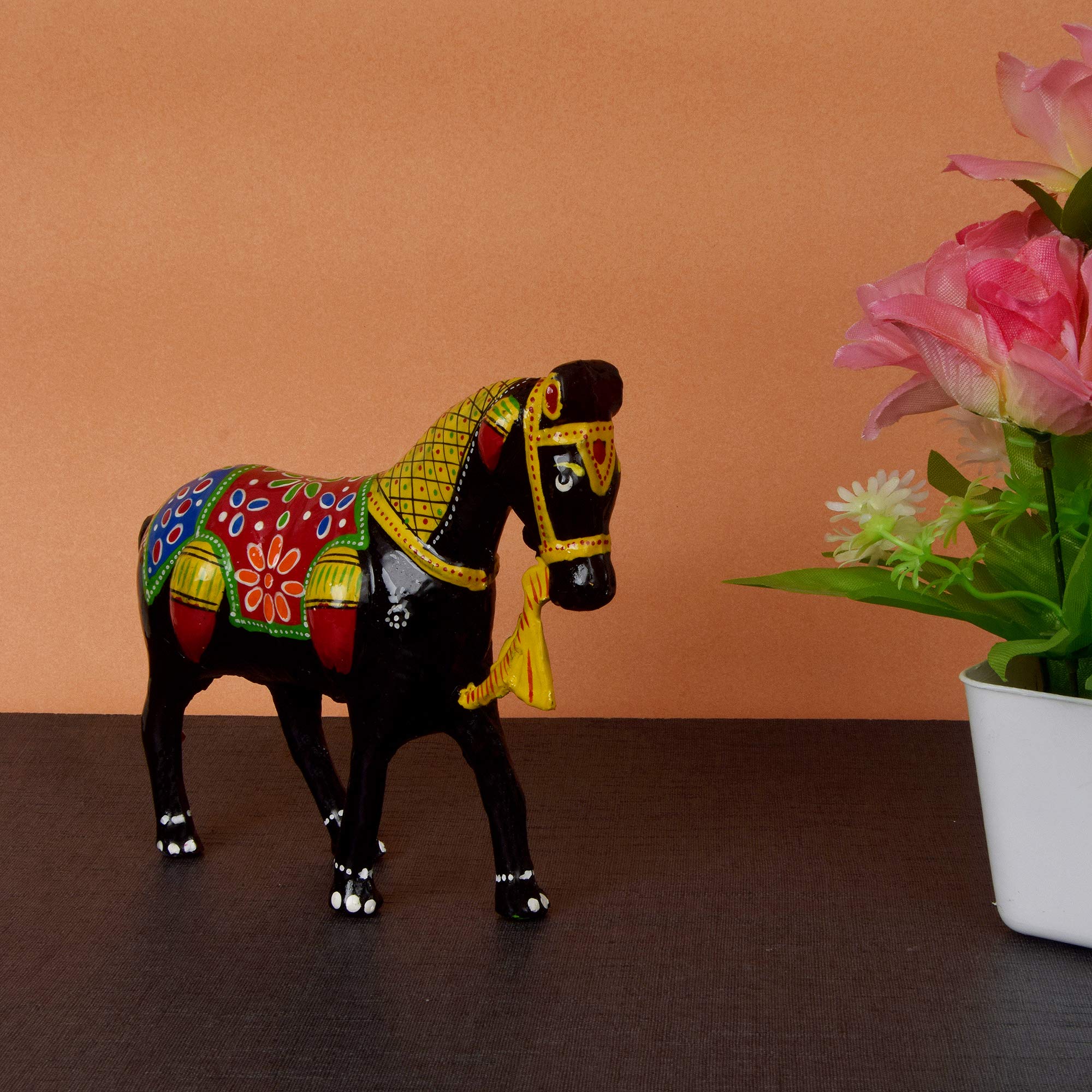 DreamKraft 6 Inch Paper Mache Horse Showpiece Idol for Home Decor, Table Decor and Gift Purpose