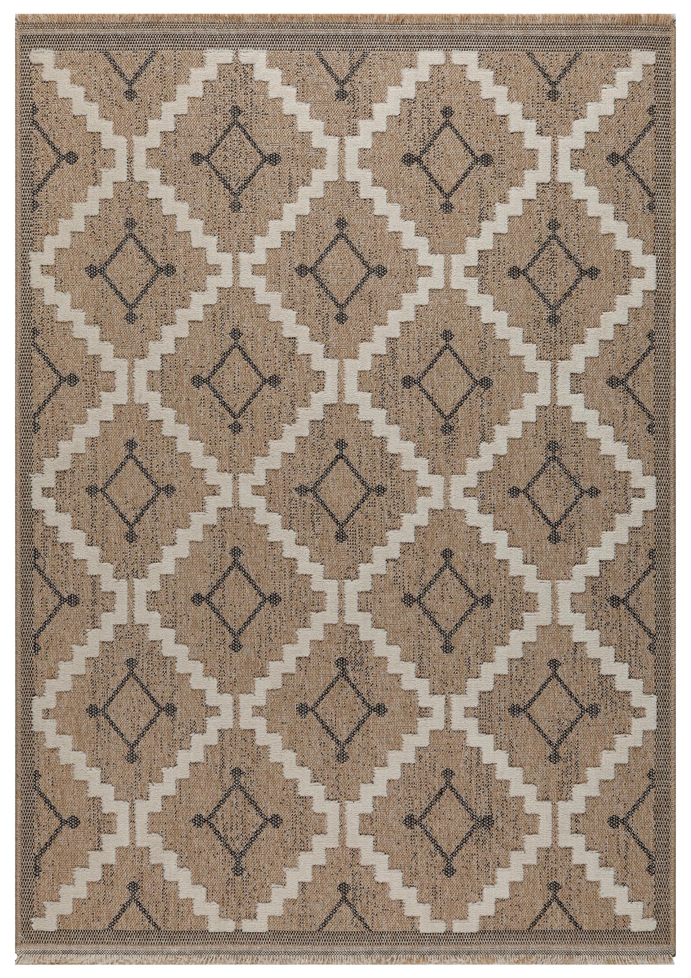Nazar Alfombra Salón Naturaleza Aspecto Yute Chiné Diseño Moderno Estilo Boho, Alfombra para Salón, Dormitorio, Terraza, Exterior, Color Natural (9041 Negro, 120x170 cm)