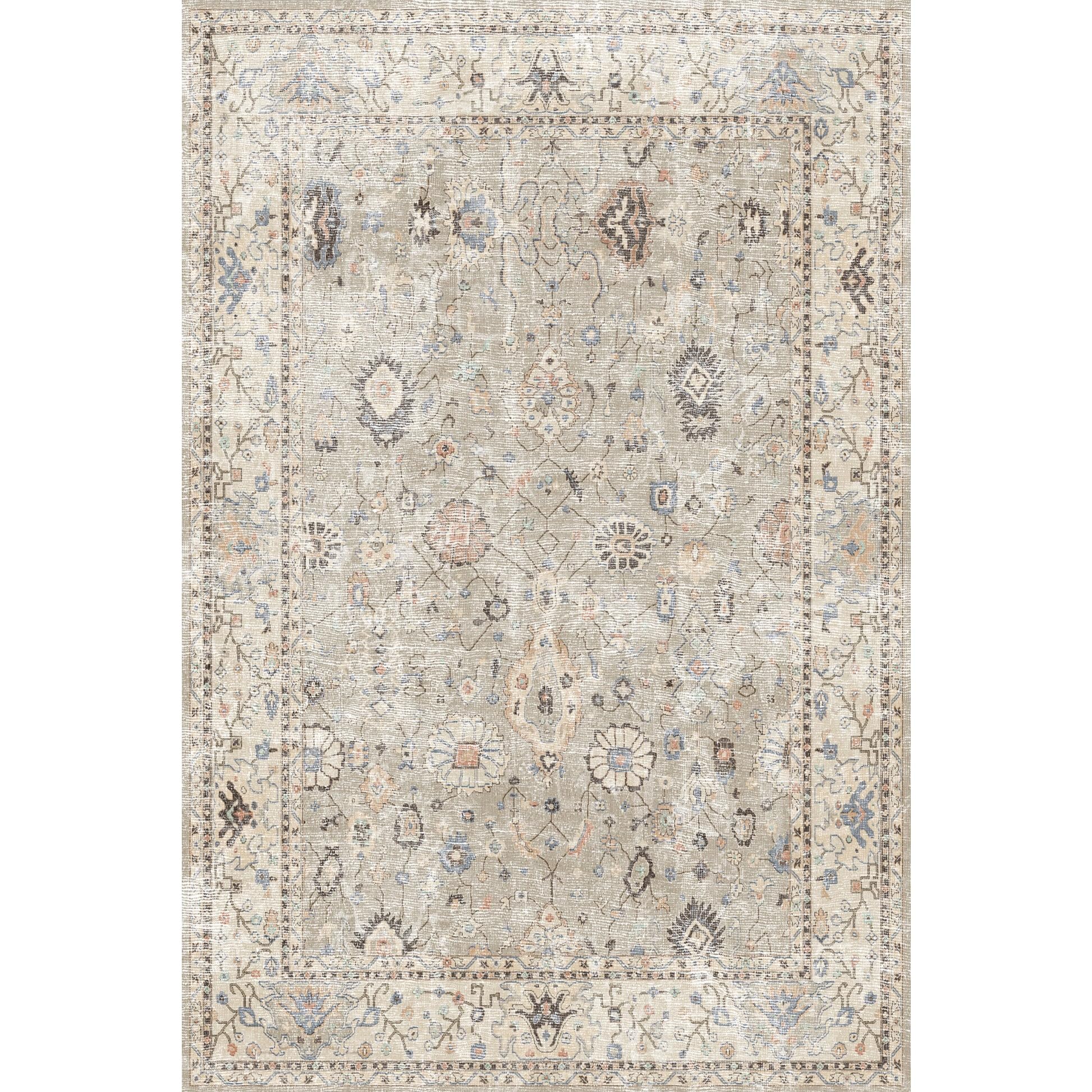 bamyum Monty Tapis Vintage Salon Imprimé Chenille Lavable Fabriqué à la Machine 160 x 230 cm, Beige Cuisine Chambre, Antibactérien Antidérapant