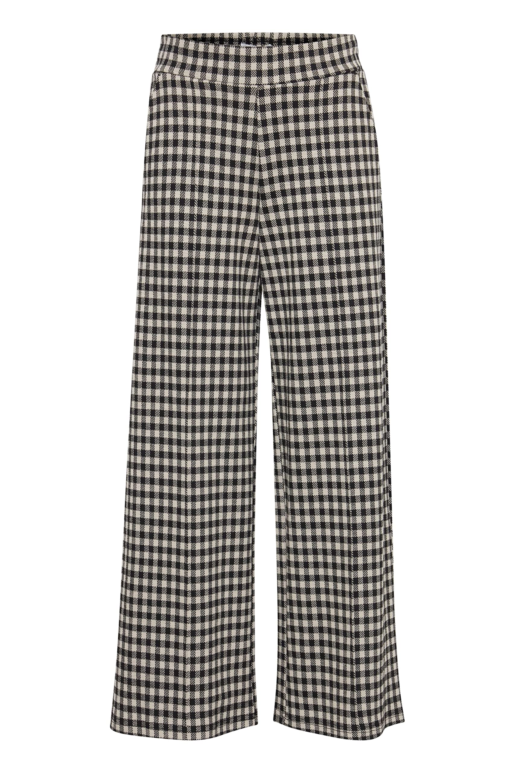 ICHI IHKATE CHECKY Wide PA Damen Hose Stoffhose mit Stretch weiter Schnitt mit Elastikbund