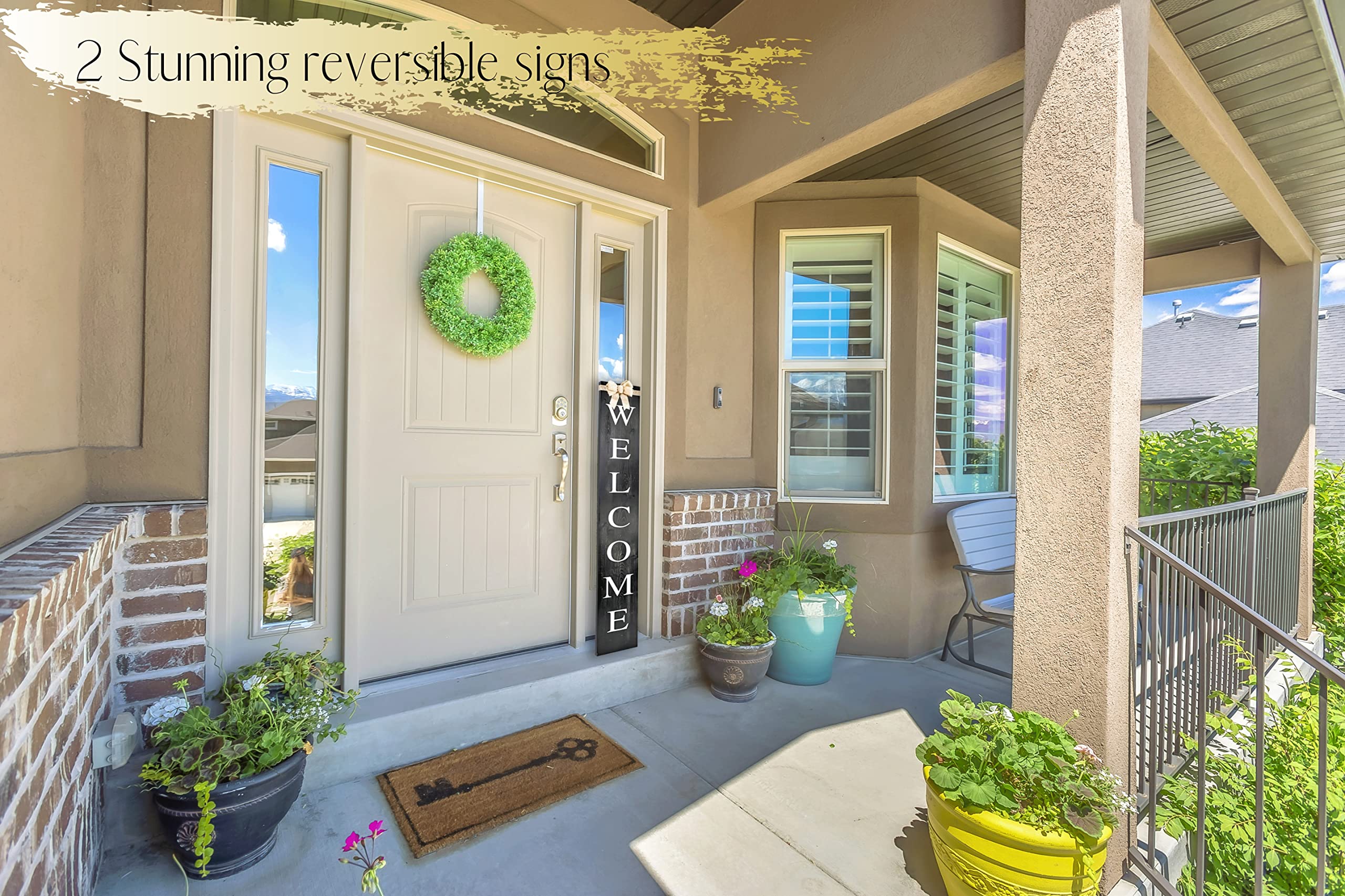 Buy Outdoor 2in1 sign for Front Door, Vertical sign for Front Porch Standing