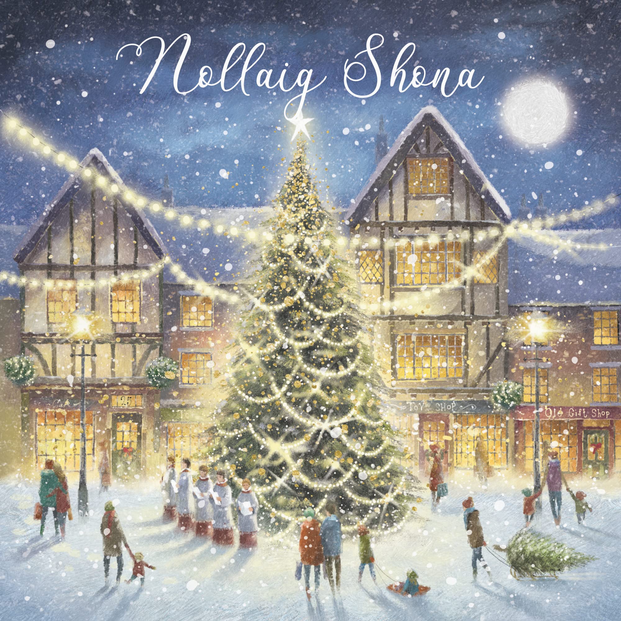 Hunts England, Luxury Individual Irish Gaelic Christmas Card For Men Or Women, Nollaig Shona, 'Christmas Eve' - Image 2