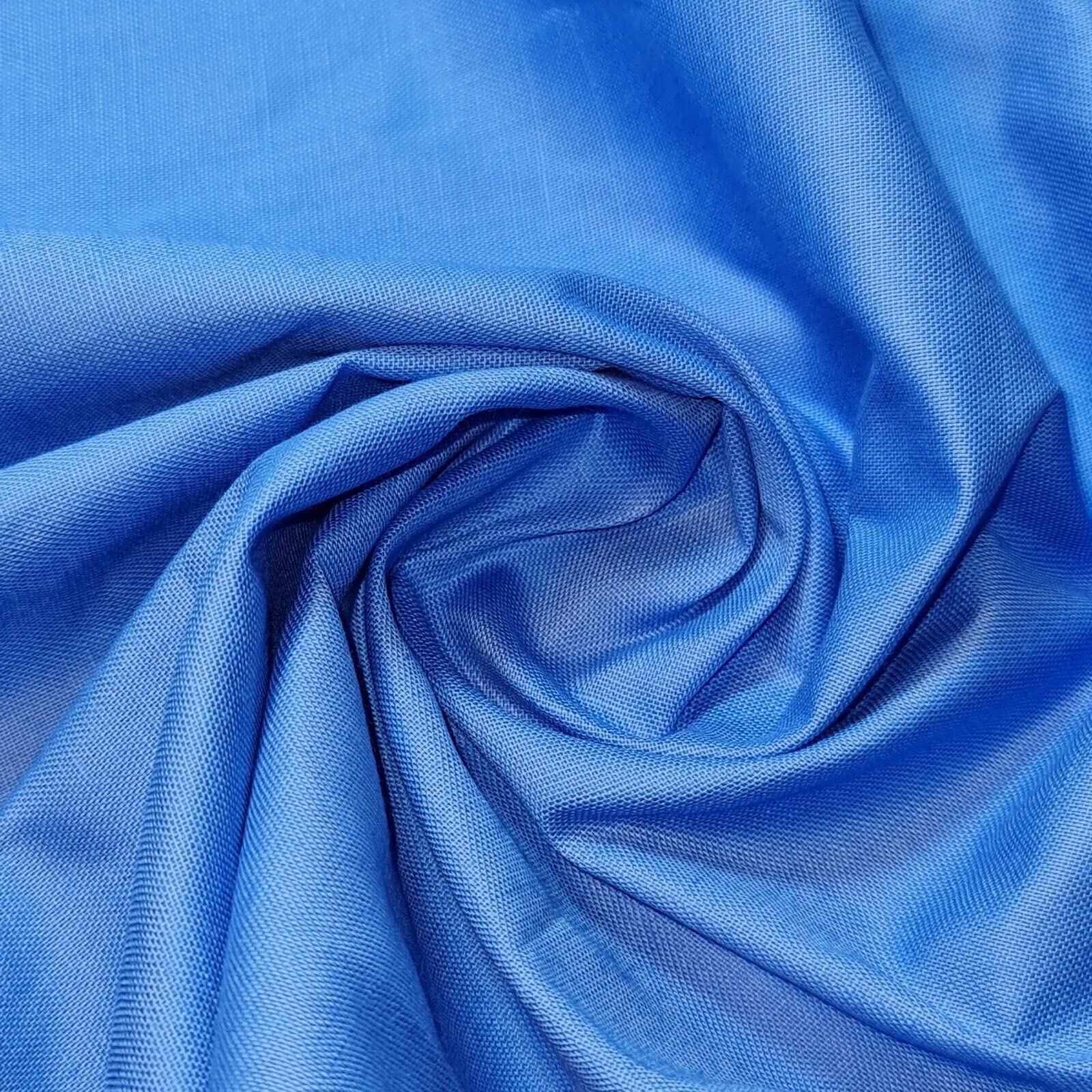*Clearance* Plain 100% Cotton Linen Fabric Craft Dress Quilting Material 58" (New Blue)