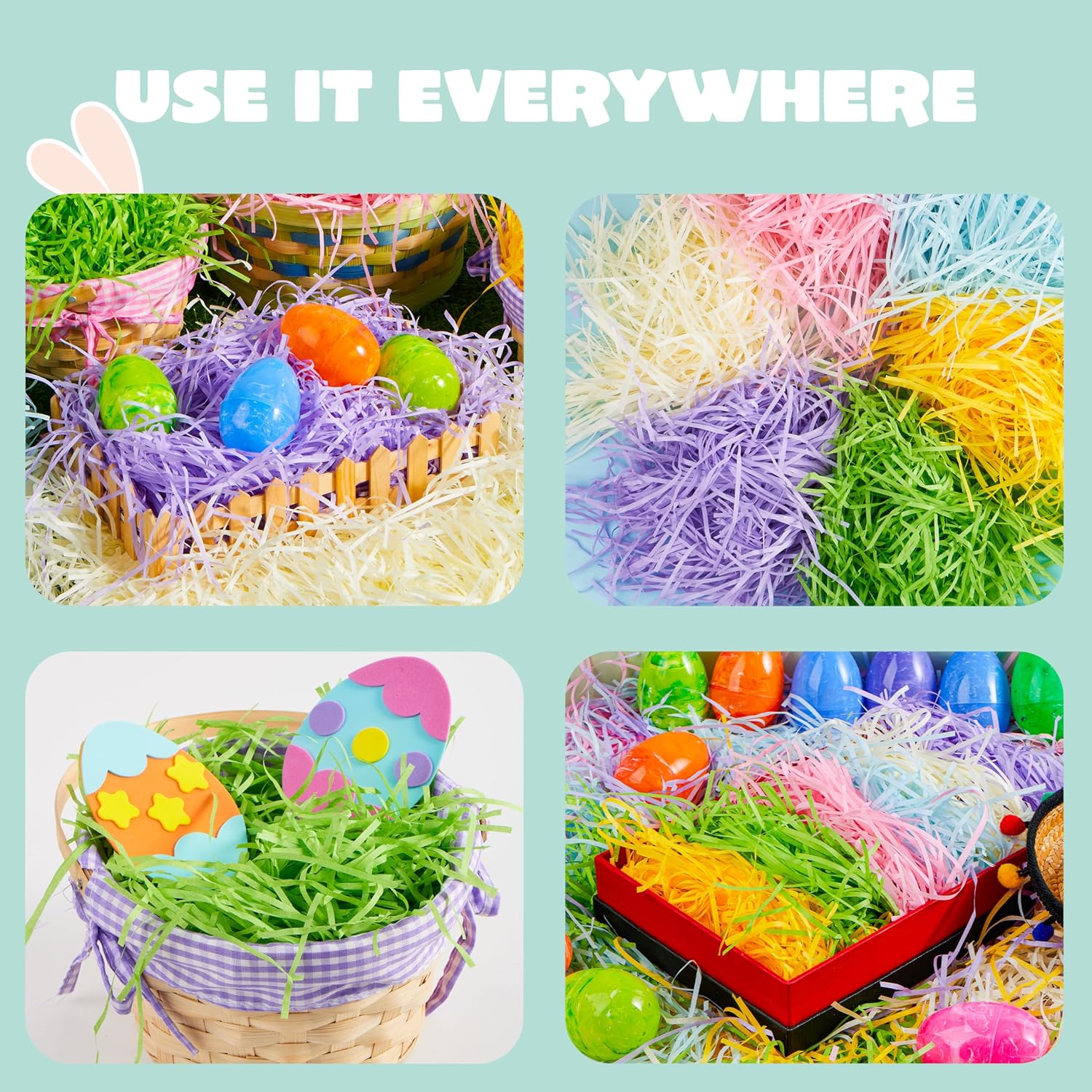 JOYIN 3.75LB Multicolor Rainbow Easter Grass, Recyclable Gift Wrap Crinkle Paper Shred 6 Colors, Easter Egg Hunt, Craft Boxes Bags Basket Stuffer, Wedding Birthday Bridesmaid Party Decor Favor(60 oz)