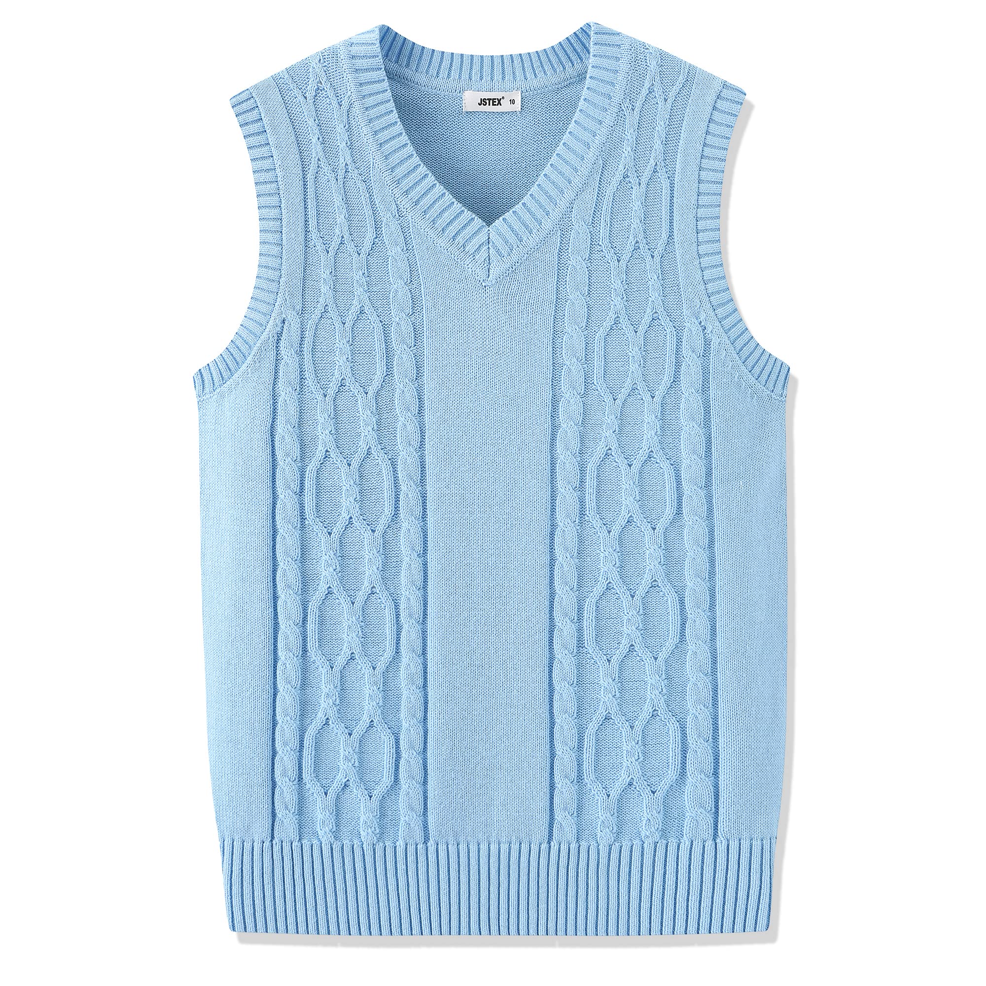 JSTEX Boys Sweater Vest 100% Cotton Kids Uniform Vest V-Neck Sleeveless Knit Pullover for Boy Girls Toddler Size 4-14