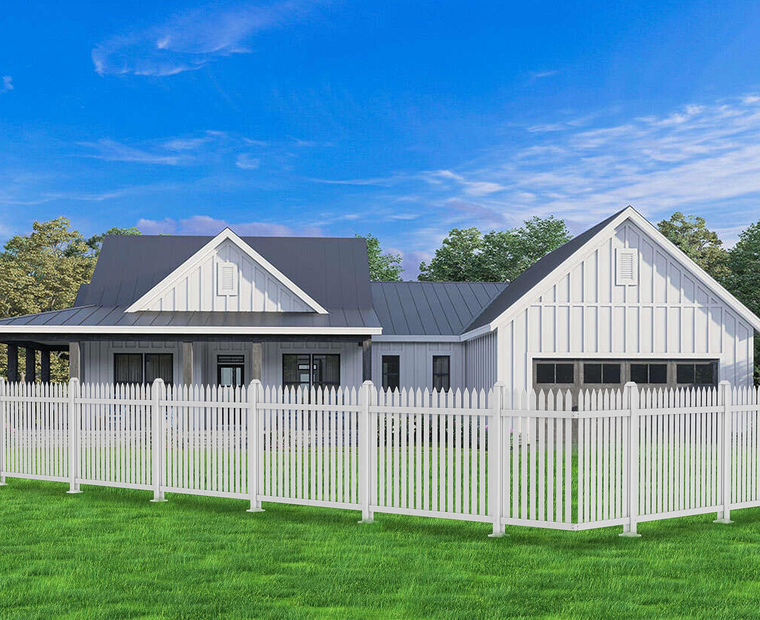 Photo 1 of Goleray White Picket Fence Panels (1 Set)