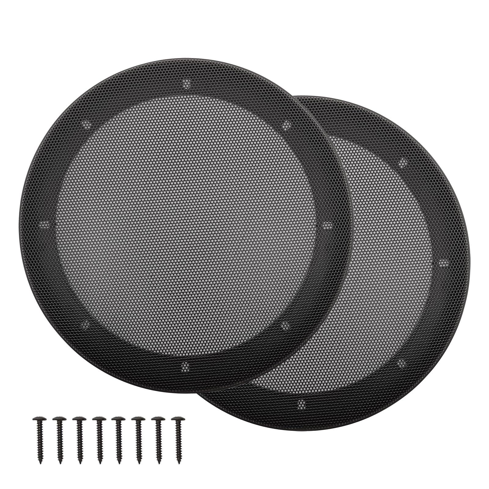 Fuhengli 8" Speaker Grill Covers, Car Speaker Subwoofer Guard Protector, ABS Plastic Frame with Metal Mesh, Black - 2Pcs