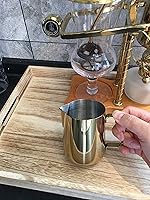 Vista 2 de Jarra de espuma de leche de acero inoxidable de 12 onzas, perfecta para arte con leche, máquina de café expreso, máquina de capuchino, espumador