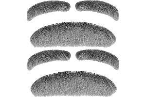 Gray Hair 2 Pcs Old Man Costume Kit Fake Mustache and Eyebrows