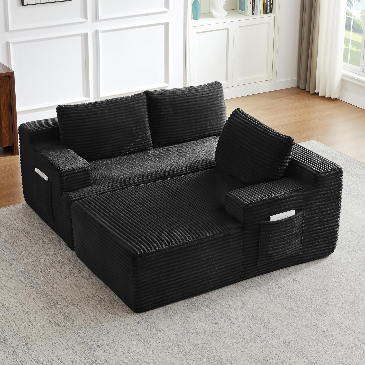 96" Modular Sectional Sofa, Cloud Sectional Couch with Deep Seat, Modern L-Shape Corner Sofa Couch with Right Facing Chaise,Upholstered Boneless Couches for Living Room Bedroom | Breathable material thumbnail