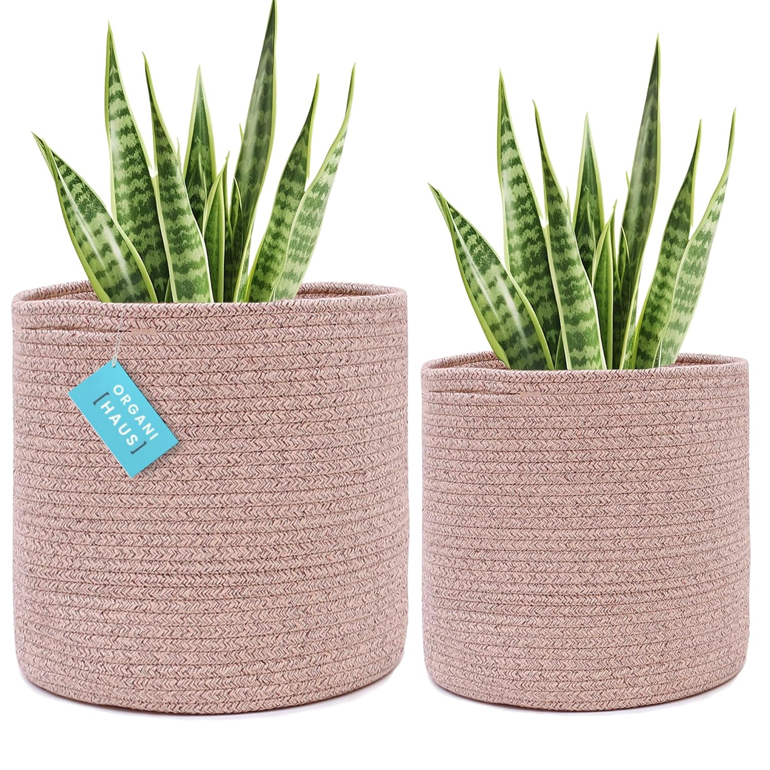 OrganiHaus Brown Woven Baskets for Plants Indoor Covers 10 & 12 inch