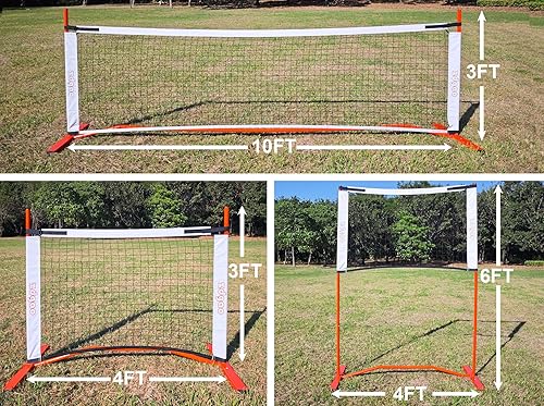 Miniatura 4 de Zdgao Juego de red de pickleball pequeña red de pickleball de 10 pies, red de rebote de entrenamiento de 4 pies de altura ajustable con pelotas de