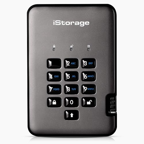 iStorage diskAshur PRO2 HDD 2TB Disco duro portátil seguro Certificado FIPS nivel 3 Protección con contraseña Polvo y resistente al agua