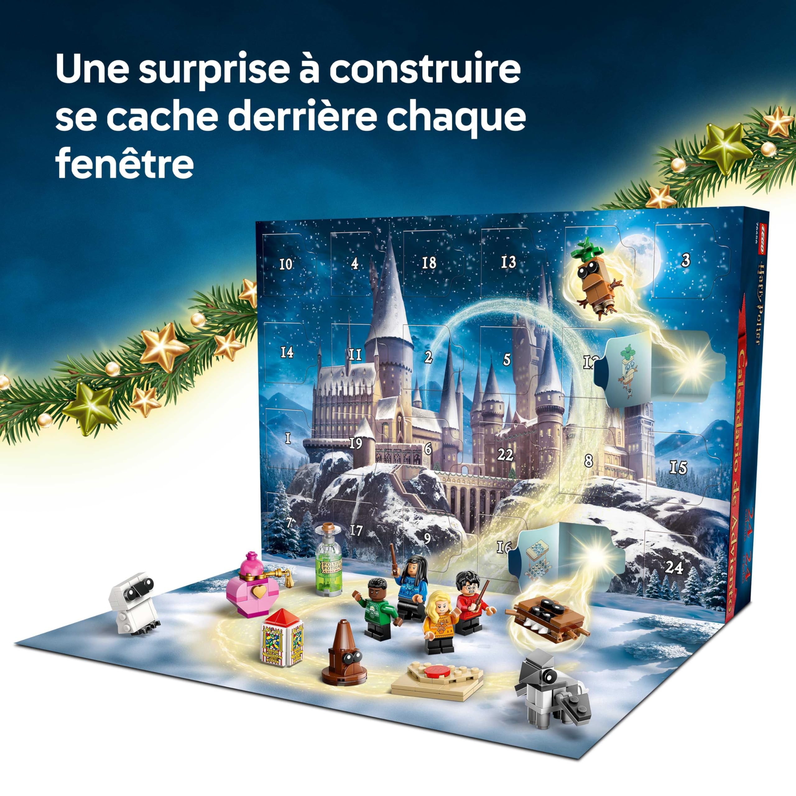 LEGO Harry Potter Le Calendrier de l’Avent 2025 - Jeu pour Garçon ou Fille 7 Ans - Compte à Rebours Avant Noël avec 24 Surprises - 8 Minifigurines en Tenue Festive & Mini Constructions - Cadeau 76456