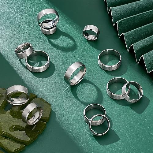 Miniatura 2 de UNICRAFTALE Anillo de banda lisa de acero inoxidable con inscripción láser, anillo de dedo en blanco, hipoalergénico, anillo clásico de boda para