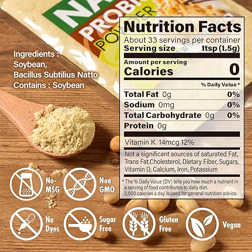 Miniatura 2 de YAMASAN KYOTO UJI Polvo de soja fermentado japonés Natto, polvo de natto liofilizado, vitamina K, probiótico japonés y superalimento prebiótico –