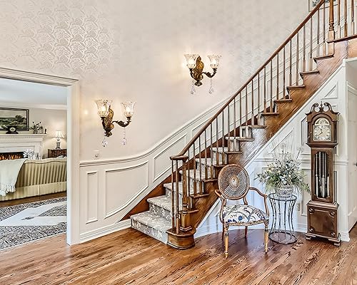 Miniatura 8 de Wellmet Lámpara de pared dorada de 2 luces, lámpara de pared retro, lámpara de pared para tocador de baño, lámparas de pared para sala de estar,