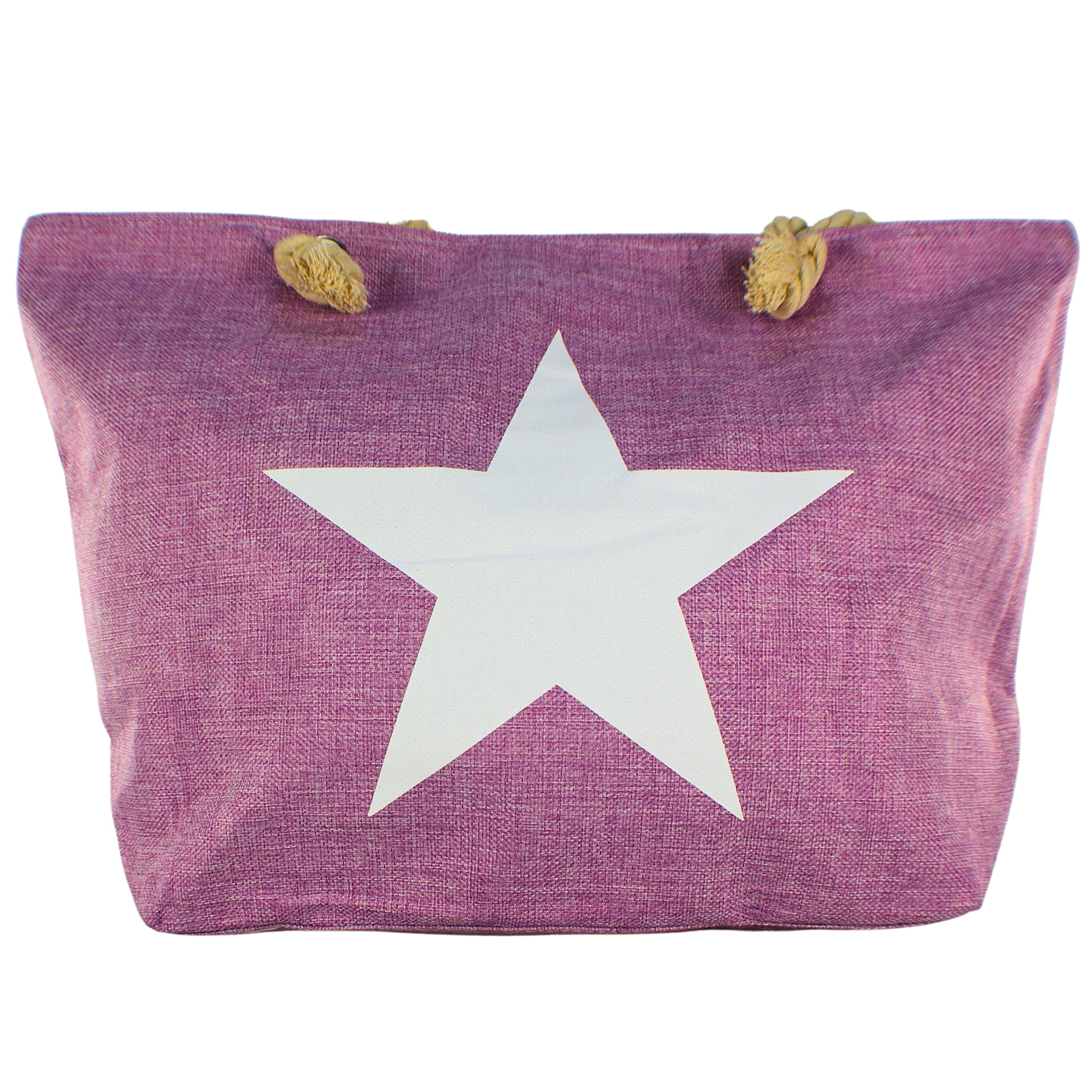 Ropo22 Bolsa De Playa y Piscina De Lona Con Cremallera, Forro Antiarena, Waterproof. Bolso Grande Con Bolsillo Interior y Asas De Cuerda Para Playa, Piscina, Gimnasio. Bolsos de Mujer.