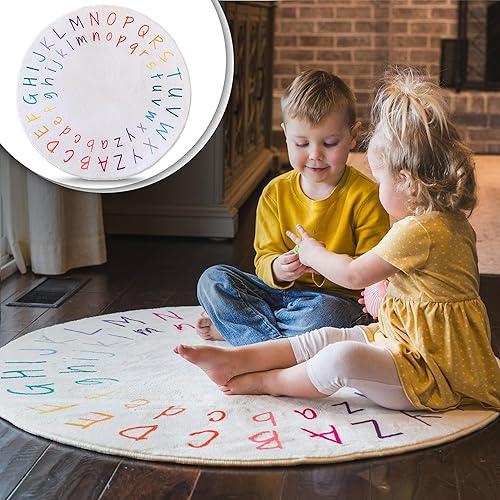 Alfombra ABC para habitación de niños, alfombra redonda del alfabeto de 39 pulgadas con letras mayúsculas y minúsculas, alfombra ABC para el