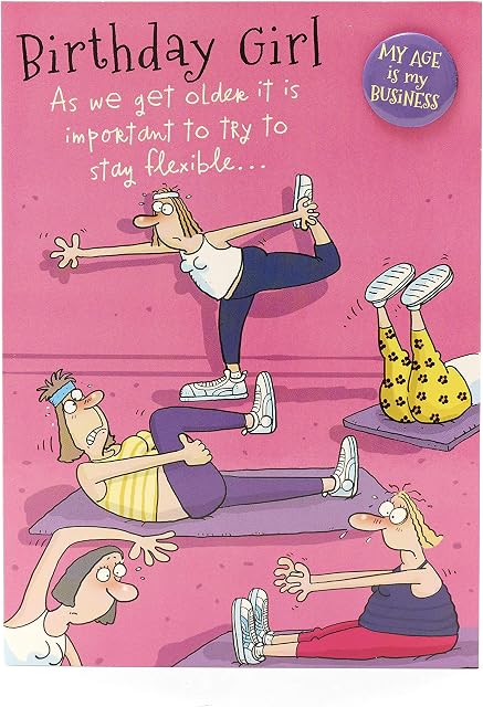 UK Greetings Birthday Card for Her - Funny Birthday Card - Humour Birthday Card - Friend Birthday Card - Yoga Birthday Card, Yellow