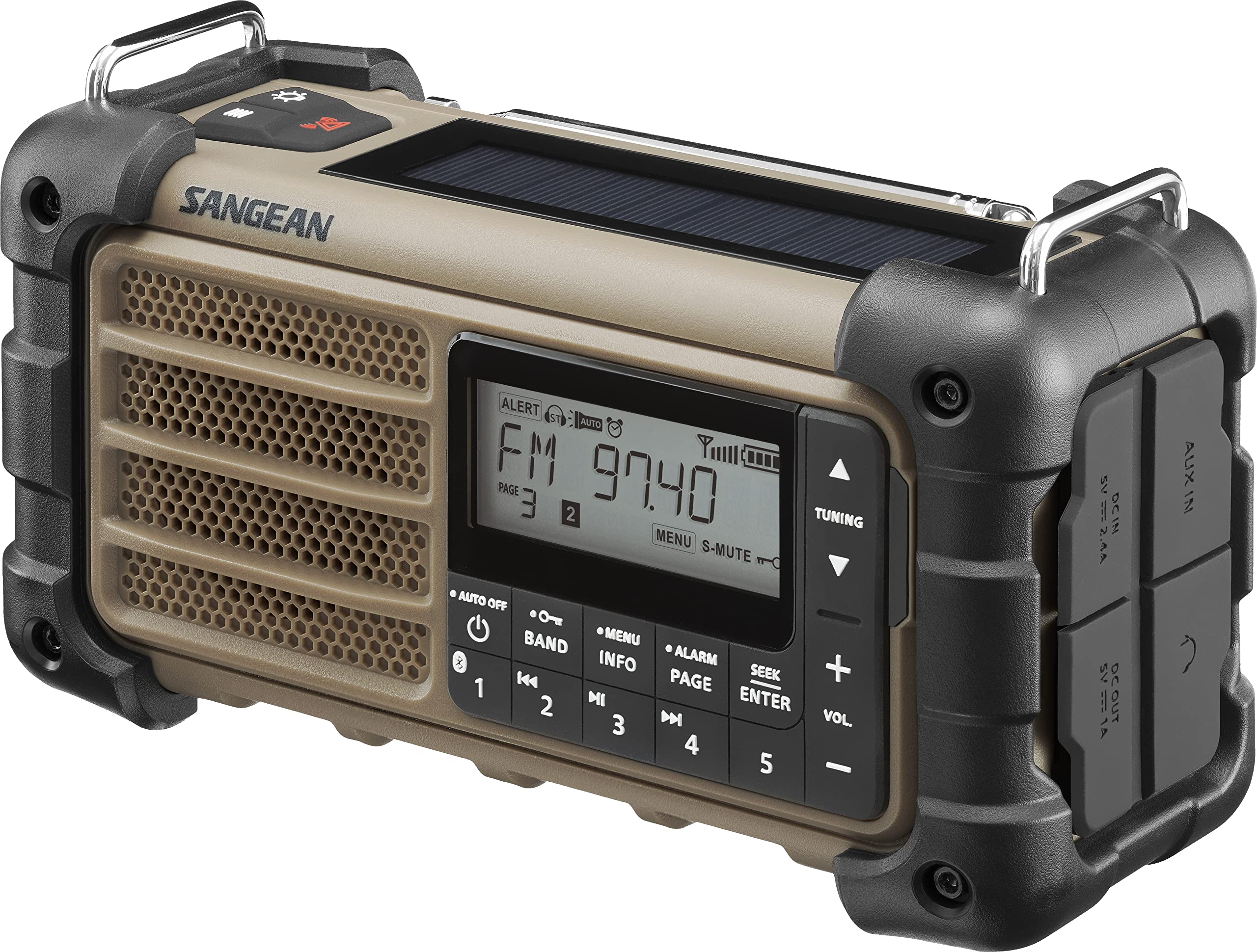Sangean MMR-99 Radio d'extérieur FM Radio d'urgence, Bluetooth Panneau Solaire, protégé Contre Les Projections d'eau, é