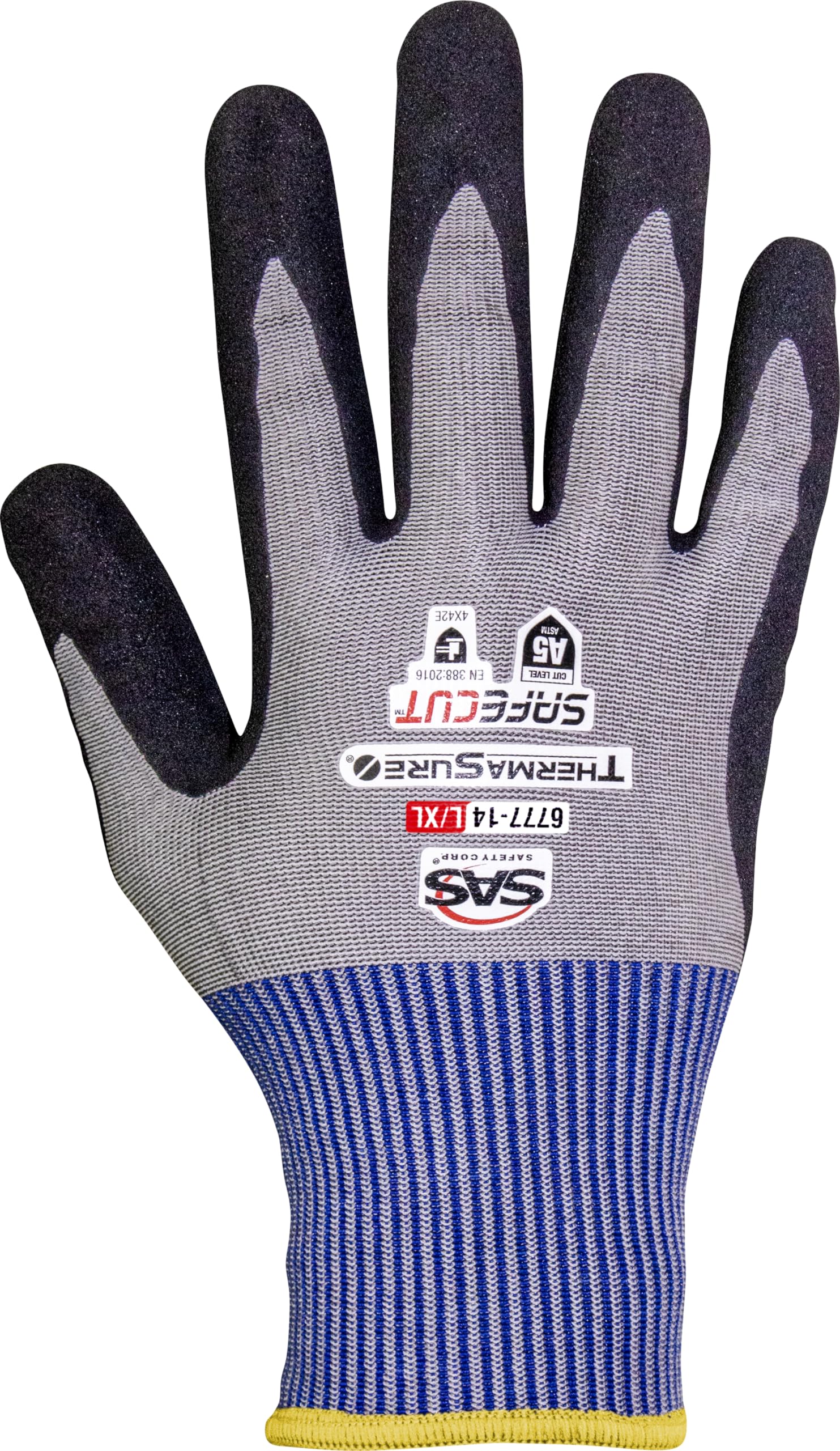 SAS Safety Corp SafeCut ThermaSure Cooling Nitrile Coated Safety Gloves | Machine Washable Touchscreen Compatible Work Gloves | Cut Resistant A5 Cut Level Gloves (Small/Medium)