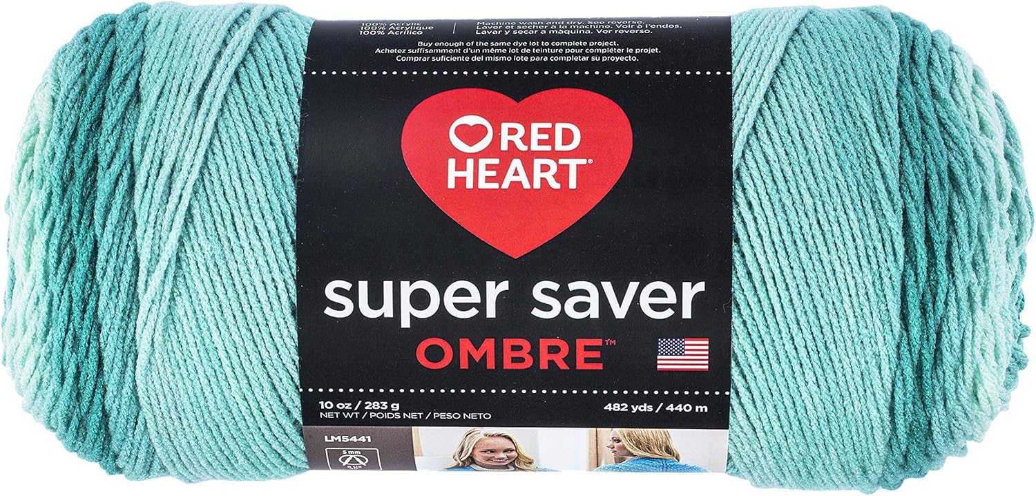 Red Heart Super Saver Ombre Yarn 10 oz Spearmint, 1 Pack, E305.3970