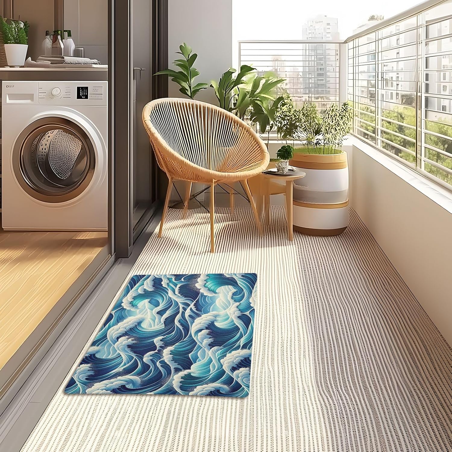 Door Mats Ocean Waves Sturdy Front Door Mat Indoor Door Mat Entryway Rug Floor Mats for House, 32x20 Inches