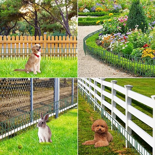 Miniatura 6 de Adavin Valla de barrera de animales verdes, paquete de 28 unidades de 12 pulgadas de largo x 10 pulgadas de alto, valla decorativa de jardín sin