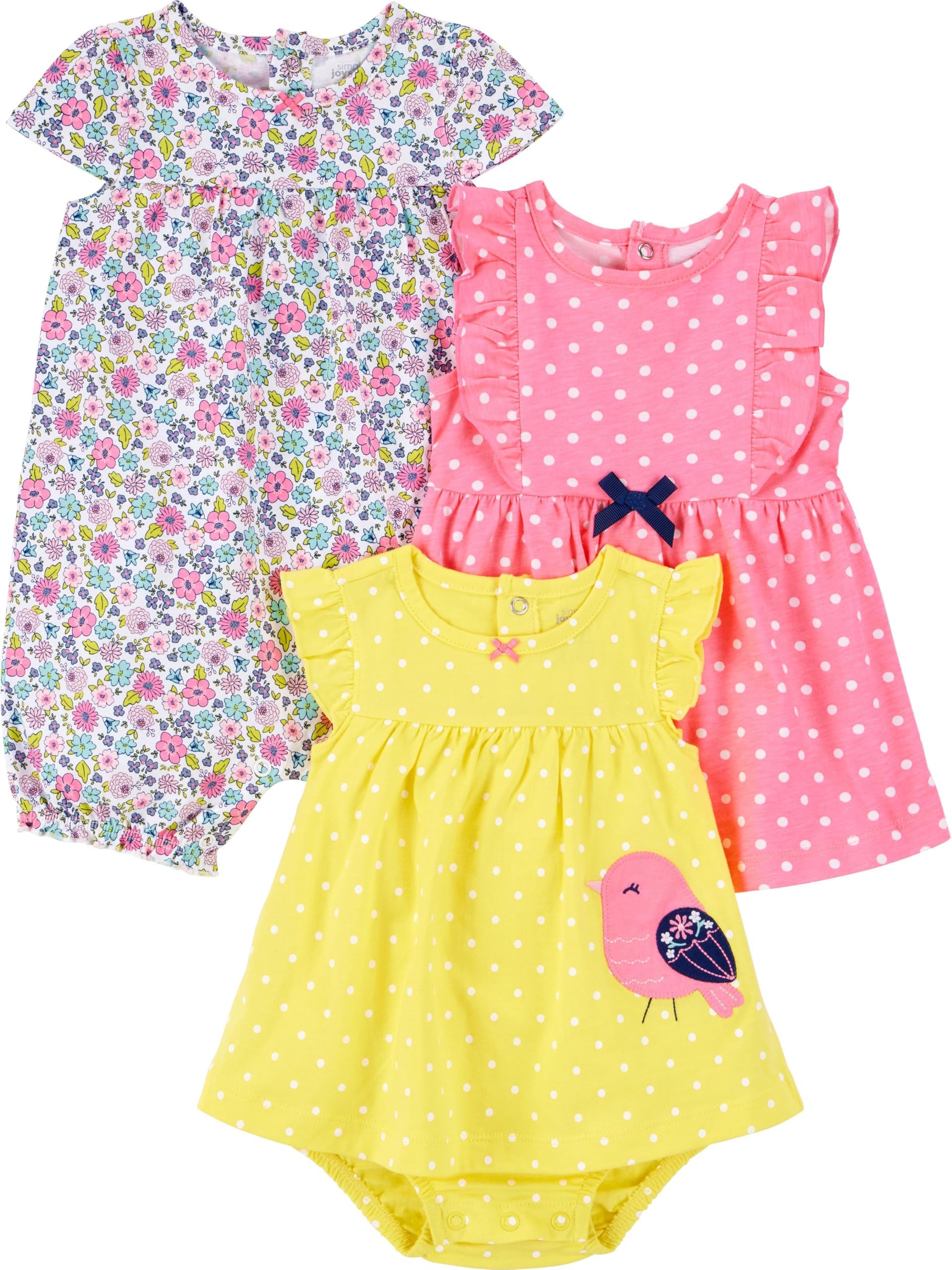 baby-girls 3-pack Romper, Sunsuit and Dress