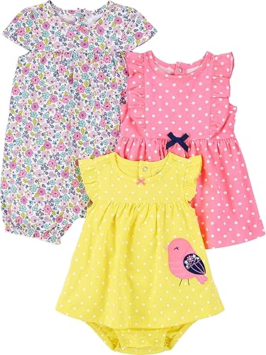 Simple Joys by Carter's baby-girls 3-pack Romper, Sunsuit and Dress