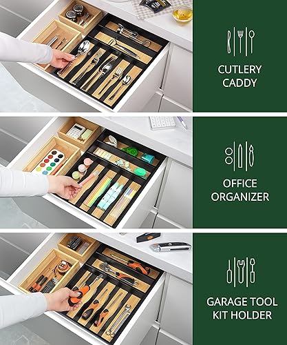 Miniatura 6 de ROYAL CRAFT WOOD Estante para utensilios de cocina de bambú premium elegante organizador y espacioso soporte para utensilios para almacenamiento de