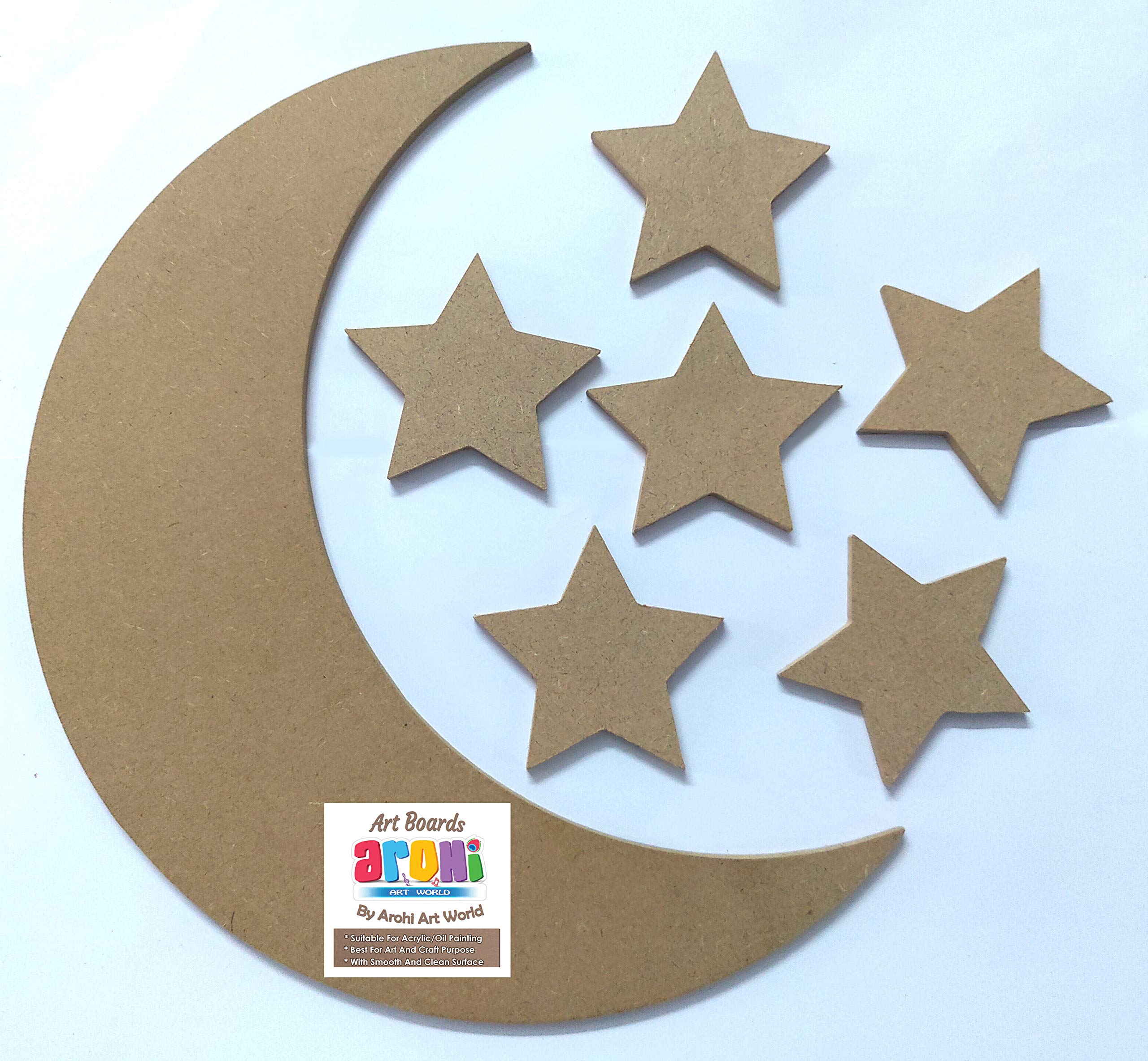 Buy Arohi Art World MDF Moon &amp; Stars Cutouts for Art &amp; Craft Purpose Thickness 6mm Online at ...