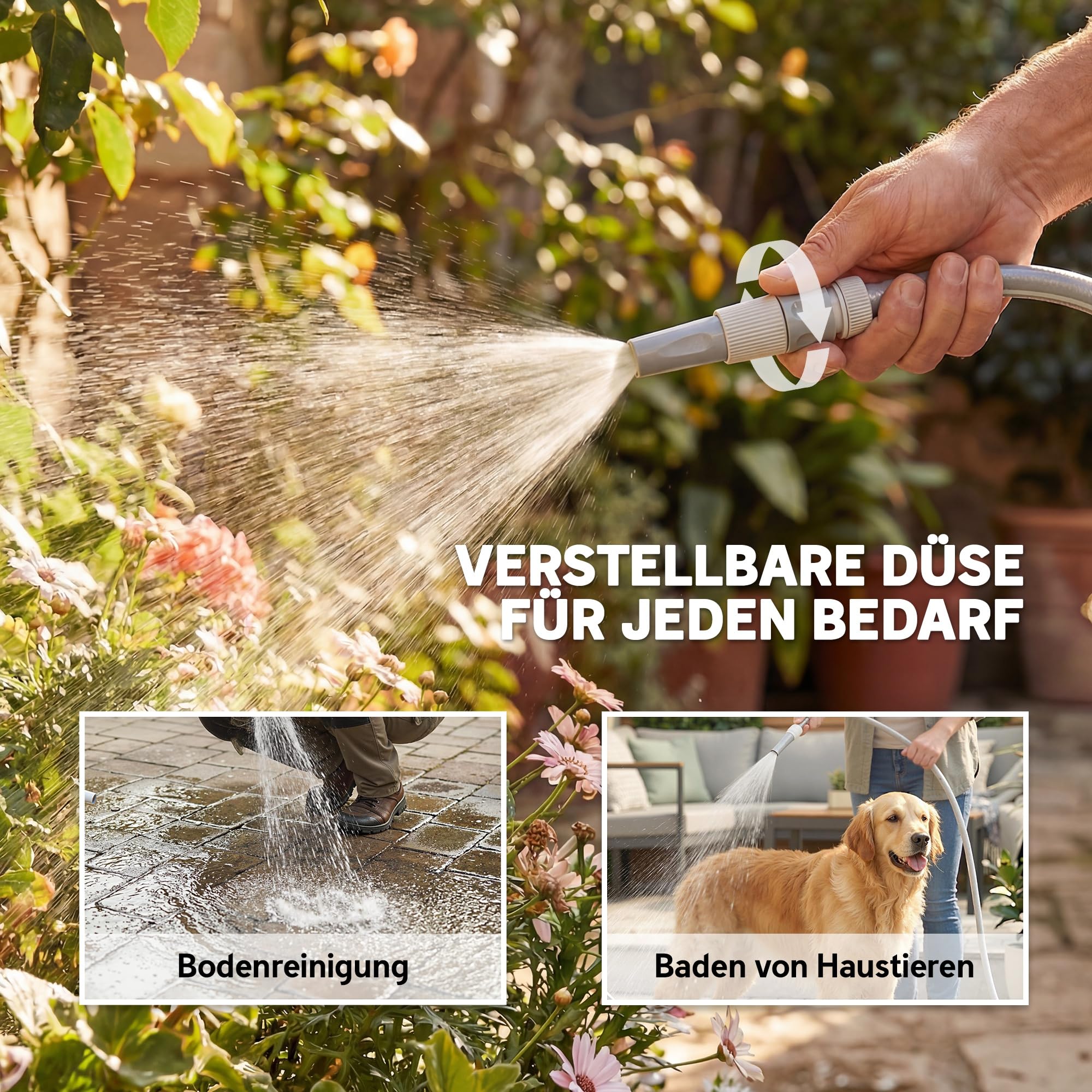 Outsunny Schlauchtrommel mit Gartenschlauch 20 m 180° Schwenkbar Grau | Schlauchbox, Automatische Aufrollung, Selbstverriegelung, Schlauchaufroller zur Wandmontage, Wasserschlauchaufroller