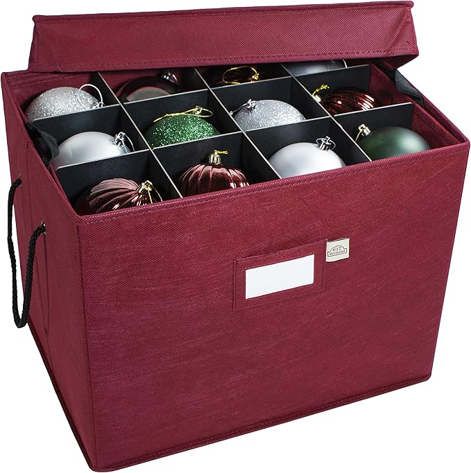 612 Vermont Christmas Ornament Storage Box with Adjustable Acid-Free Dividers,
