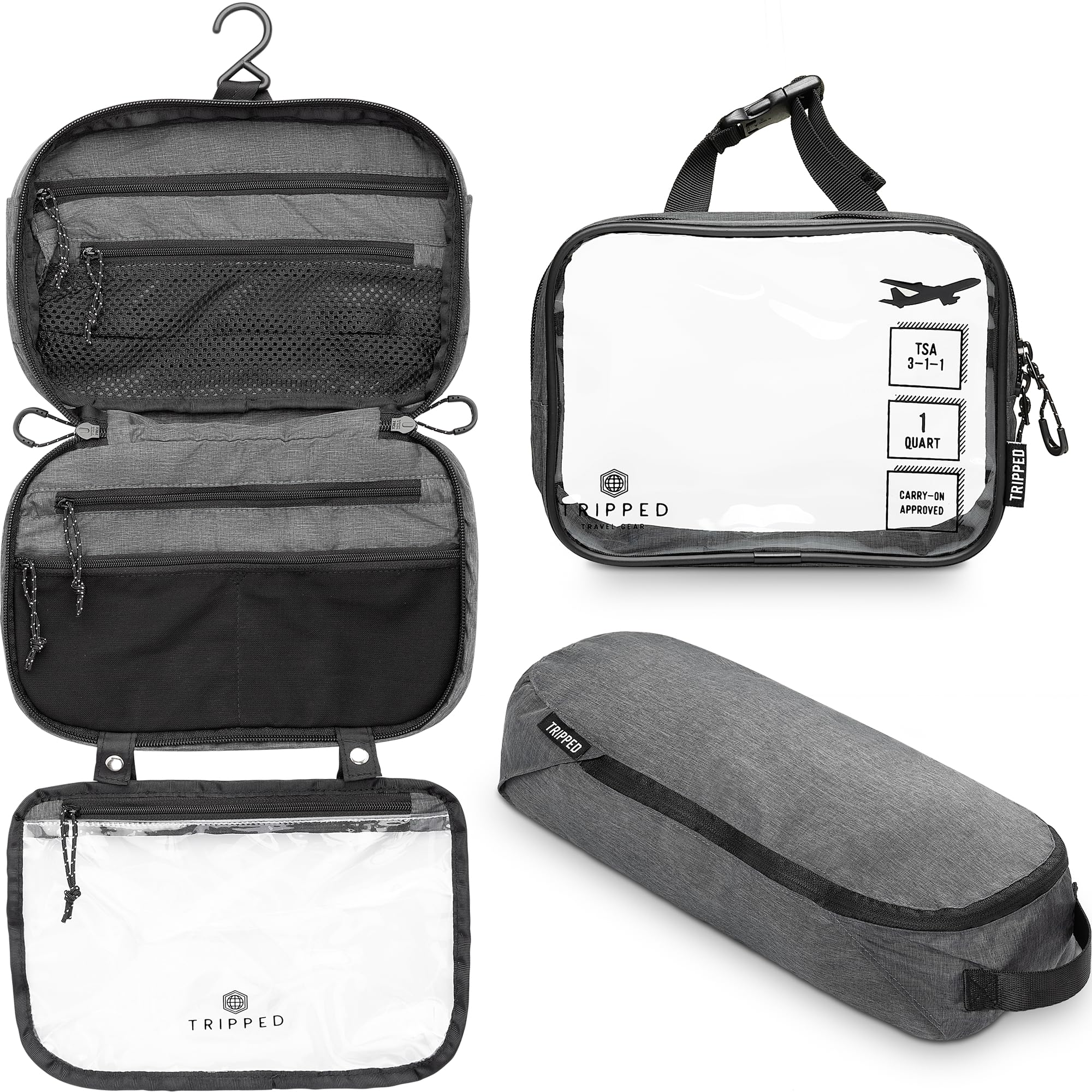 Toiletry Bag Kit 3 Piece Set: Hanging Travel Toiletry Bag + 311