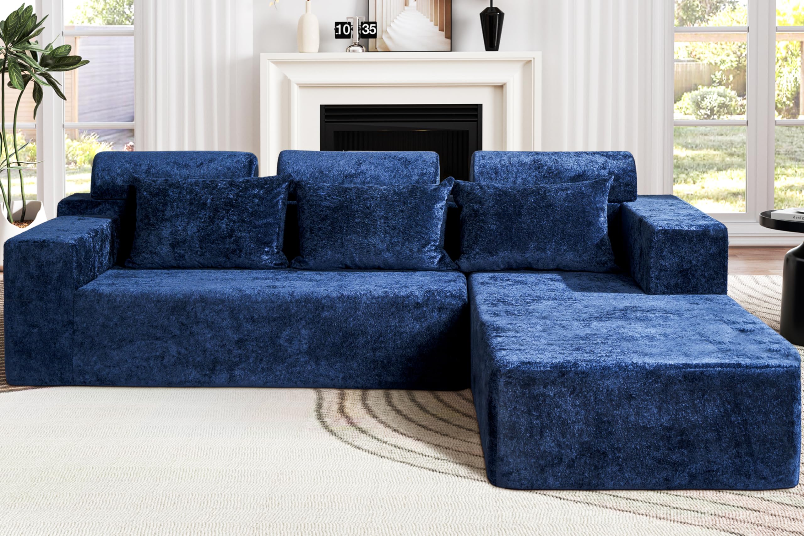 Homguava 105 Cloud Couch with L-Shape Chaise