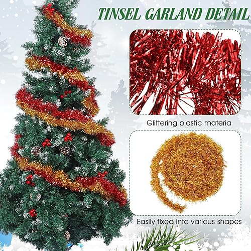 Miniatura 37 de Shappy Guirnalda de oropel negra de 90 pies, 6 rollos para decoración de Halloween, Navidad, guirnalda metálica con purpurina para bodas, fiestas