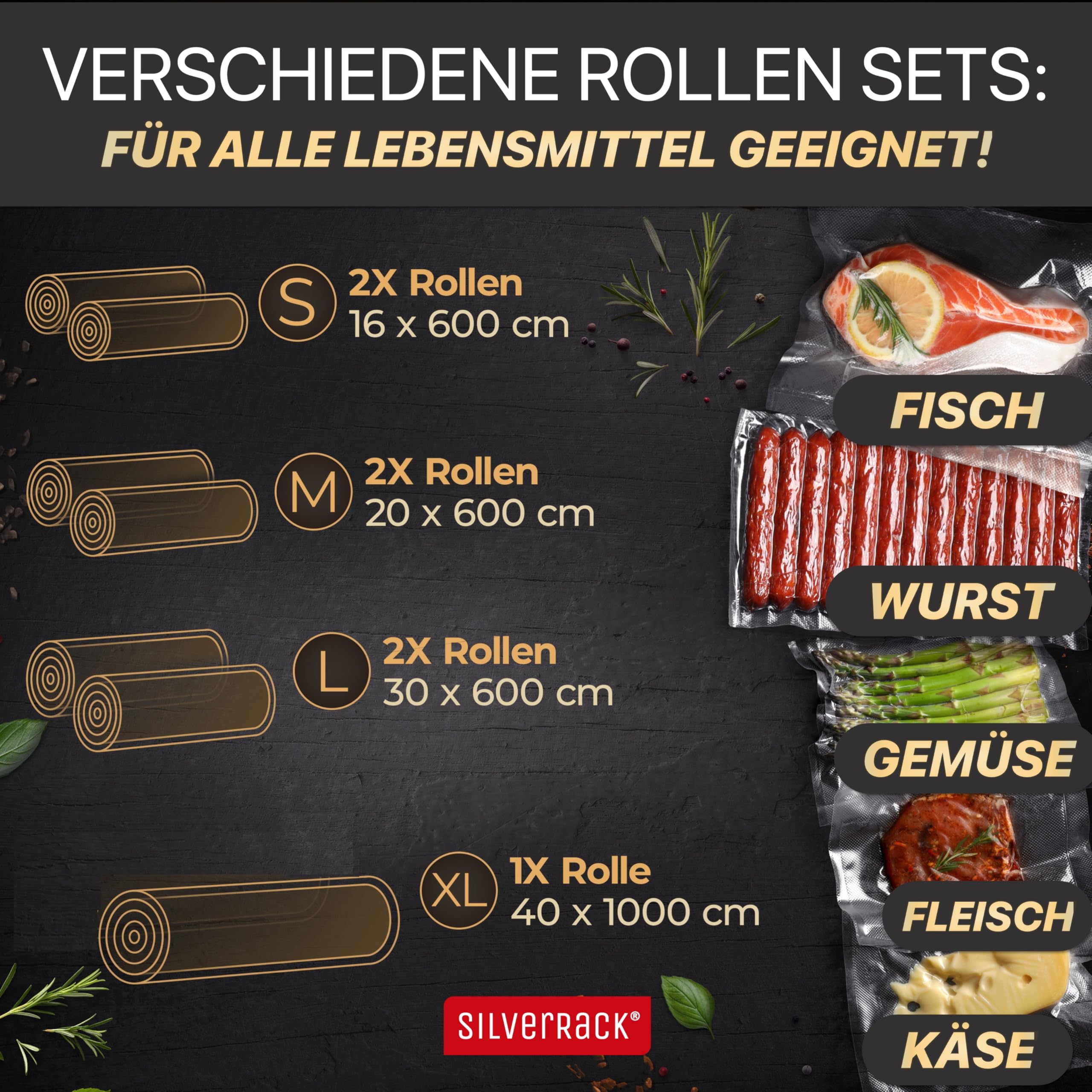 2 x rolka do pakowania próżniowego 16 x 600 cm – nie zawiera BPA, bardzo mocna i odporna na rozerwanie – wytrzymała, trwała rolka folii do zgrzewarki próżniowej – pasuje do wszystkich urządzeń do