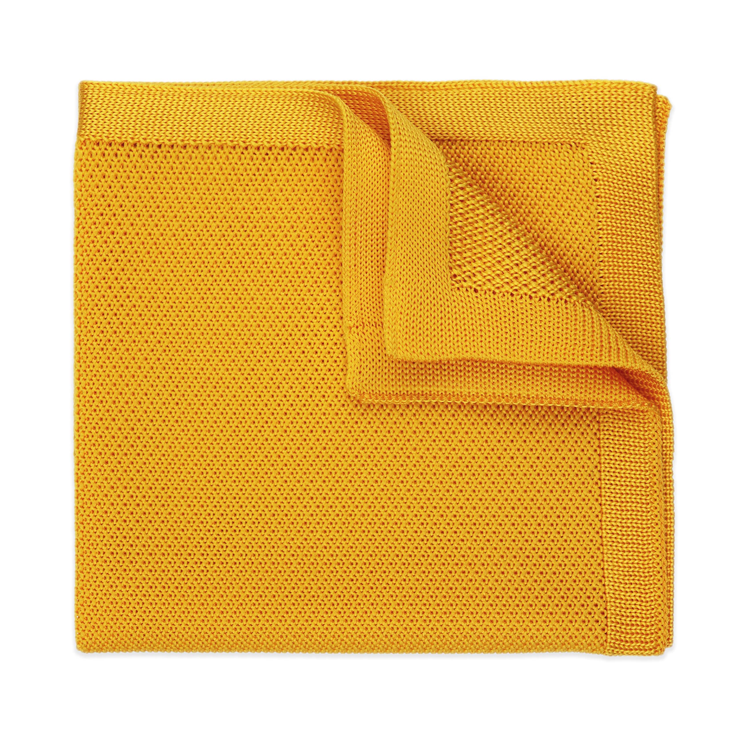 The Gents Lab Men's Mustard Yellow 100% Polyester Knitted Pocket Square (Mustard Yellow)