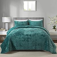 Vista 26 de HoneiLife - Colcha bordada tamaño King - Juego de edredón de microfibra de 3 piezas, colchas ligeras, cubrecamas reversibles, funda de cama retro