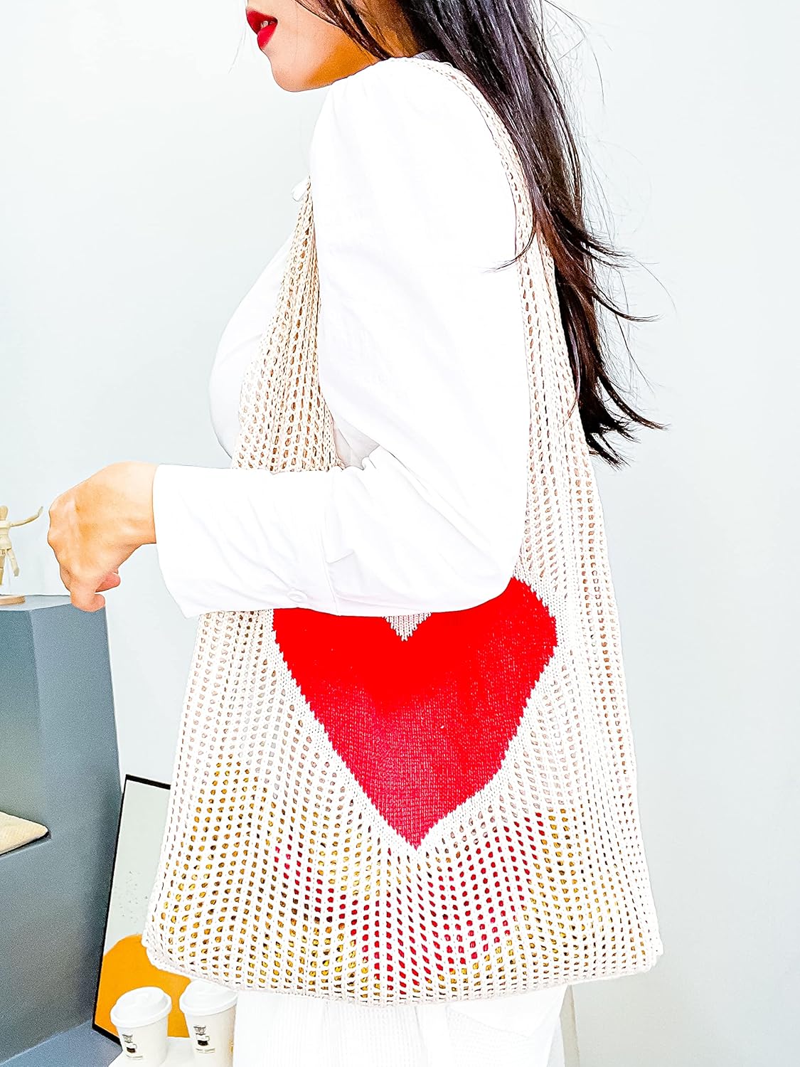 ENBEI Beach Bag Crochet Tote bag for Women,Aesthetic Boho Large Bag,Foldable&Lightweight,Shopping,Beach,Travel,Daily Use - Image 8