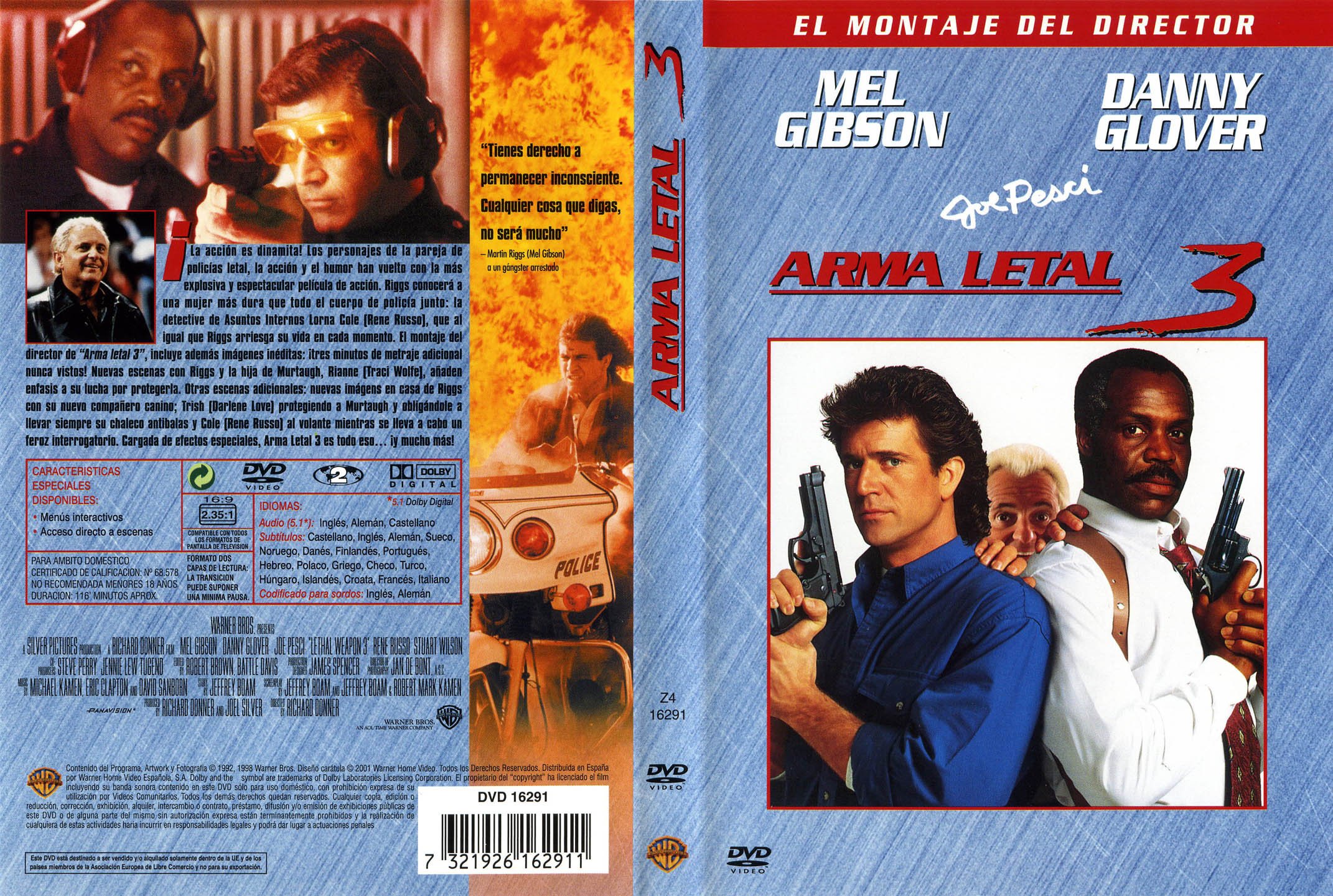 Cartel De Arma Letal Lethal Weapon 4 DVD Mel Gibson Danny Glover Joe