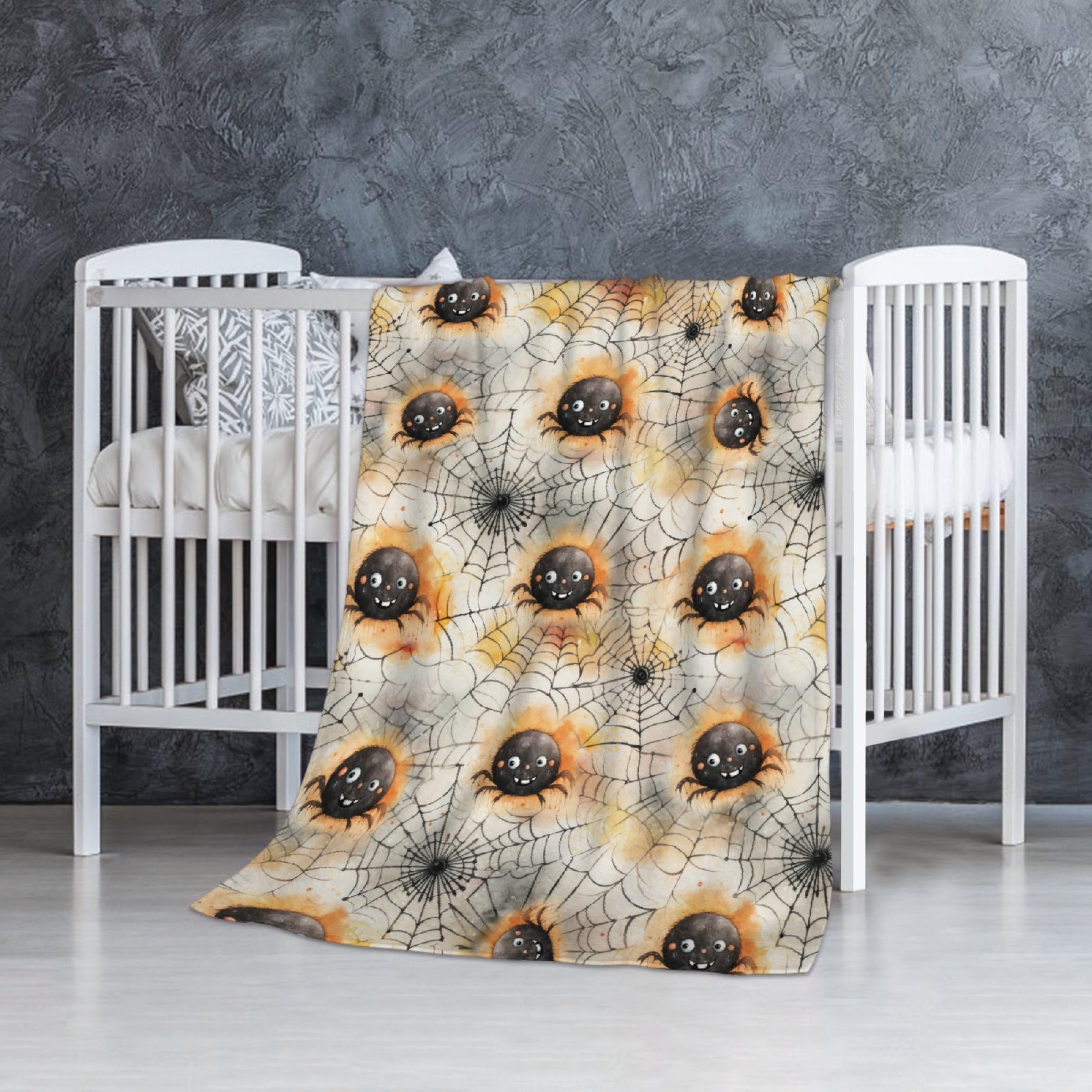 Halloween Spiderweb with Spider Baby Blanket Gifts Super Soft Swaddle Newborn Cozy Baby Receiving Blanket Stroller Throw Blanket for Crib 40x30 in for Puppy