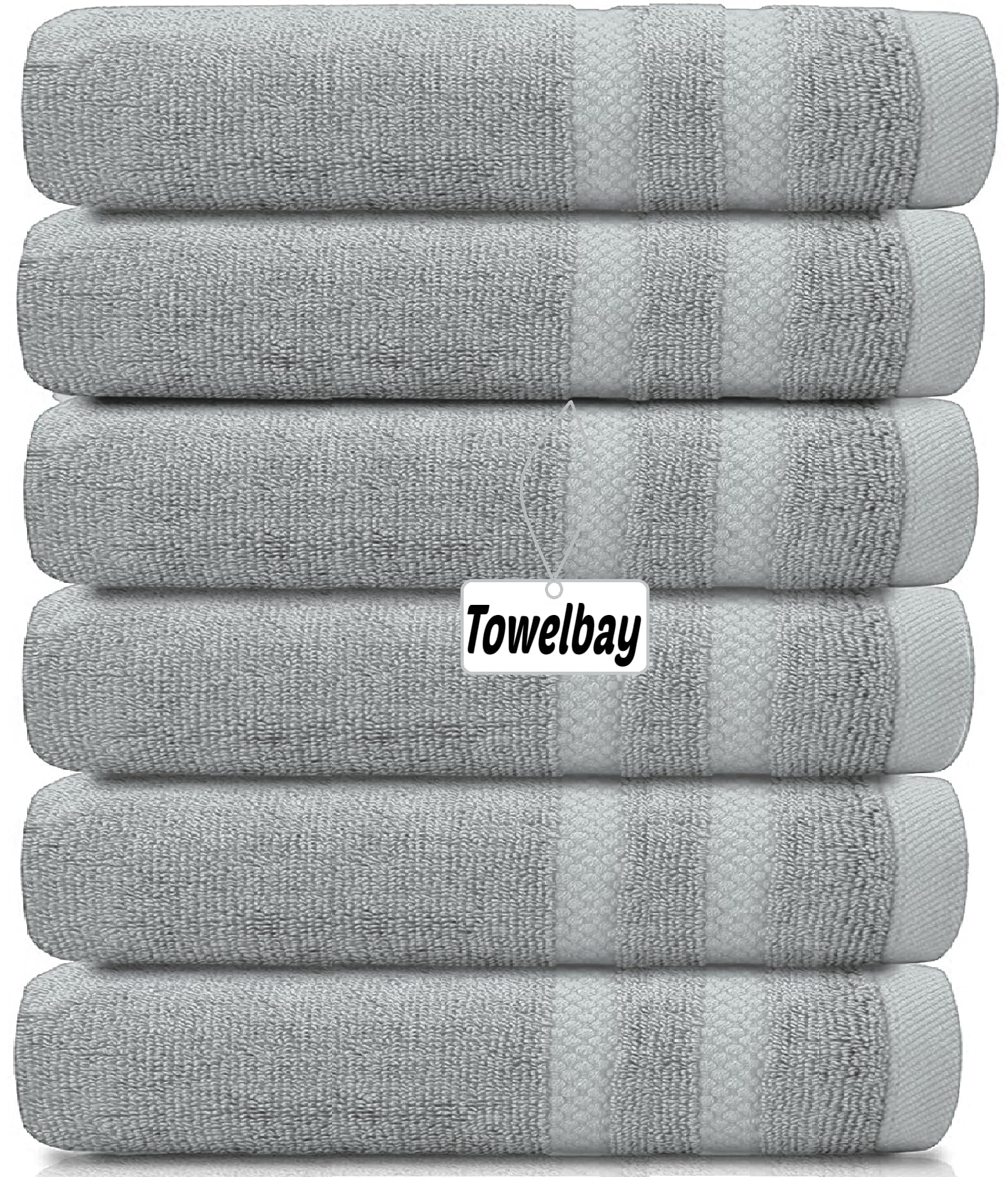 6 X Large Jumbo Bath Sheets 100% Egyptian Cotton XL Towels Super Absorbent Quick Dry Luxury Soft Big Bathroom Towels (Silver)