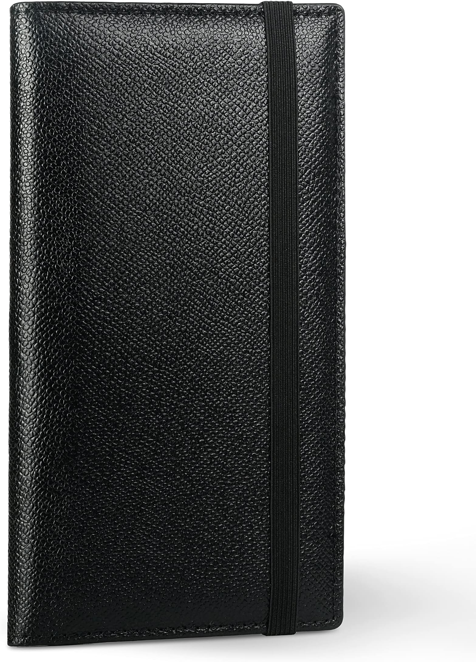 YarnicBlack Solid Checkbook Cover with Pen Holder & Built-in Clear Plastic Divider for Duplicate Checks, Accommodates Standard-Sized Checks, Unisex-Adults