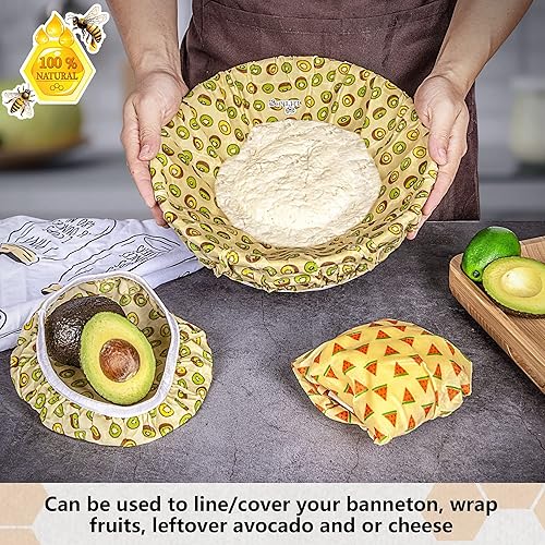 Miniatura 8 de Lil Things Envolturas de cera de abejas para tazones  Juego de envolturas reutilizables de 5 unidades  Algodón orgánico, cera de abejas y jojoba